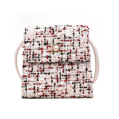 

Pearl Decor Woolen Shoulder Messenger Bag PU Leather Women Crossbody Bags