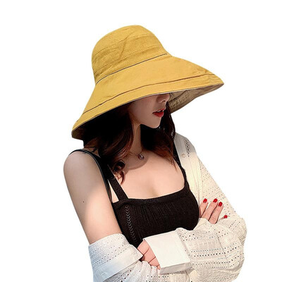 

Fashion Women Bucket Hat Caps Fisherman Sun Visor Floppy Cap Vacation Wide Brim Foldable Sun-Proof Hats