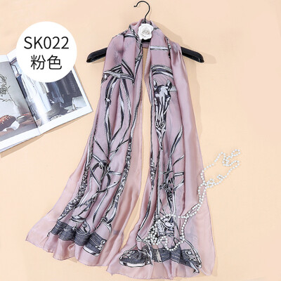 

Spring&summer new European&American chain ladies silk silk scarf sunscreen beach towel shawl SK022