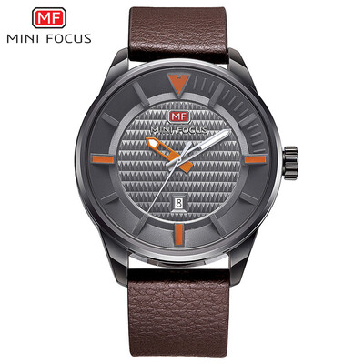 

MINI FOCUS mens watch quartz watch simple trend three-needle watch high quality movement leather strap MF0026G