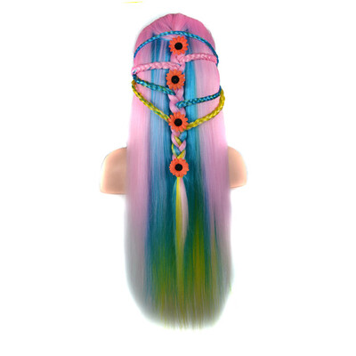 

Gobestart Colorful Hair Styling Wig Practice Training Head Mannequin Hairdressing