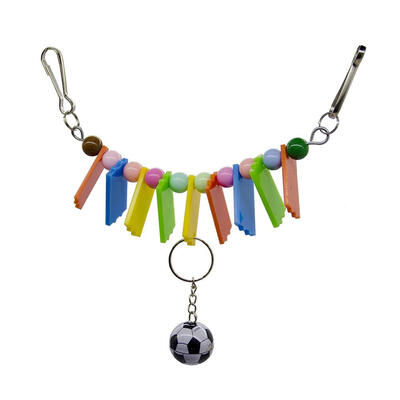 

Bird Toy Wood Blocks Parrot Chew Bite Climb Hanging String Toys wFootball