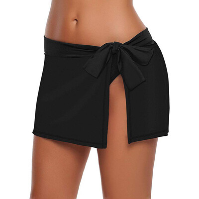 

Roseonmyhand Women Sexy Solid Lace up Bikini Bottom Bowknot Side Swimsuit Skirt with Brief