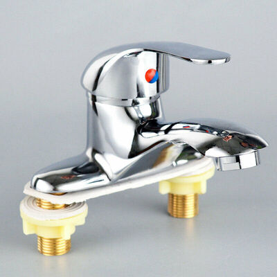 

Double Couplet Basin Sink Tap Modern Bathroom Mono Mixer Single Handle Lever