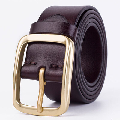 

Mens pin buckle leather belt Italy first layer leather belt copper buckle belt casual retro pants belt