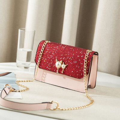 

Summer ins single shoulder teenage girls on the trend Korean version of Baitao students chain inclined Bag Fashion