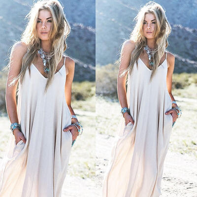 

Vintage Hippie Boho People Long Maxi Evening Party Chiffon Dress Beach Dresses