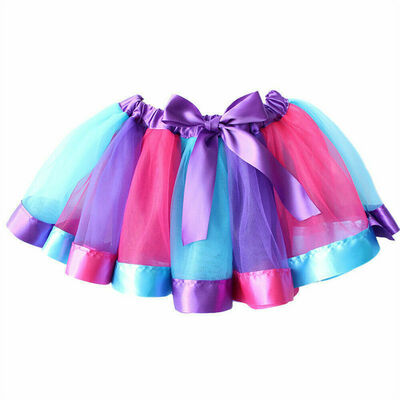 

Baby Girls Kids Tutu Skirt Tulle Dance Ballet Dress Toddler Rainbow Bow Party