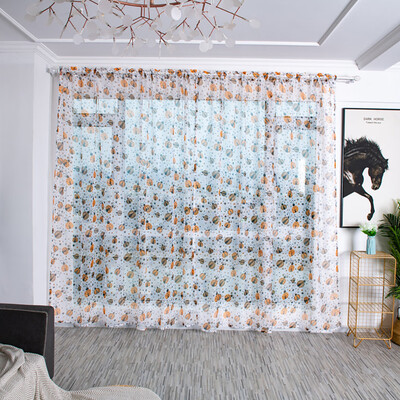 

Gobestart Trees Sheer Curtain Tulle Window Treatment Voile Drape Valance Fabric