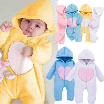 

Kid Infant Baby Girl Boy Fleece Hooded Romper Jumpsuit Bodysuit Babygrow Outfits