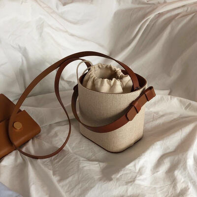 

INS Fashion Straw Bucket Bag Beach Handbag Weave Korean Version Shoulder Messenger Bag Portable Crossbody Bag