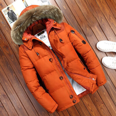 

Mens Down Jacket Fur Collar Mens Jacket Long Winter Mens Warm Jacket Slim Fit