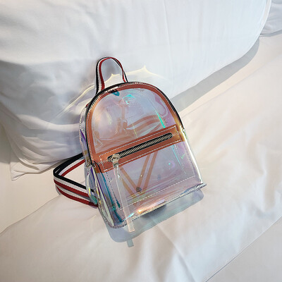 

School bag female ins wind net red laser backpack 2019 new student transparent jelly bag fashion trend backpack