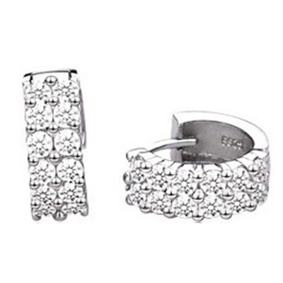 

Stylish Accessories New 925 silver sterling silver double diamond studs earrings female Korean fashion style