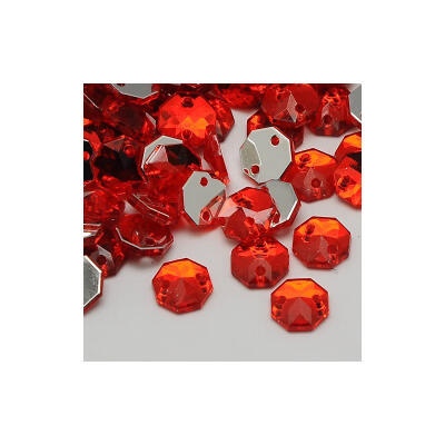 

Sew on Rhinestone Taiwan Acrylic Rhinestone Two Holes Garments Accessories Faceted Octagon OrangeRed 10x95x3mm Hole 1mm