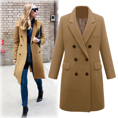 

Tailored Womens Winter Lapel Wool Coat Trench Jacket Long Overcoat Outwear