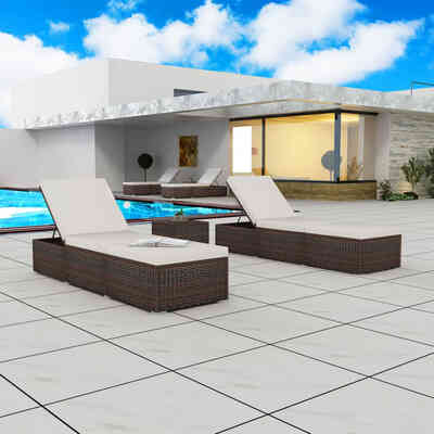 

Sun Loungers 2 pcs Poly Rattan Brown