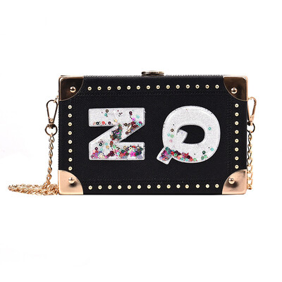 

Small Chain Box Messenger Bag 2019 New Womens Handbags Luxury Brand Designer Letter Small Fashion Rivet Shoulder Bag Sac a main