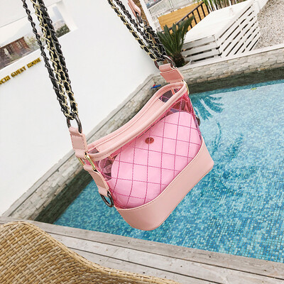

Summer transparent jelly package female 2019 new amazing mini wandering bag small fresh messenger bag chain bucket bag
