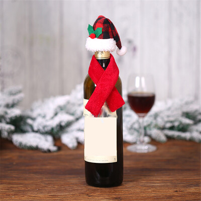

Siaonvr Christmas Creative Ornament Scarf Hat Two-piece Suit Red Wine Bottle Set