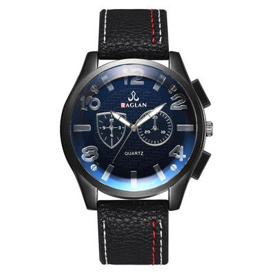 

Round Big Dial Quartz Watches Men Casual PU Leather Strap Analog Wristwatch