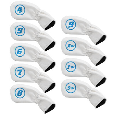 

9 Pcs Golf Iron Head Covers Set Club Headcovers with Elastic Band