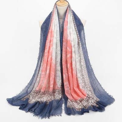 

New retro art national wind cotton&linen scarf female foreign trade color printing scarves shawl wholesale