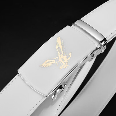 

Guangzhou white belt male automatic buckle leather belt mens eagle fashion tide pants with spot can be customized