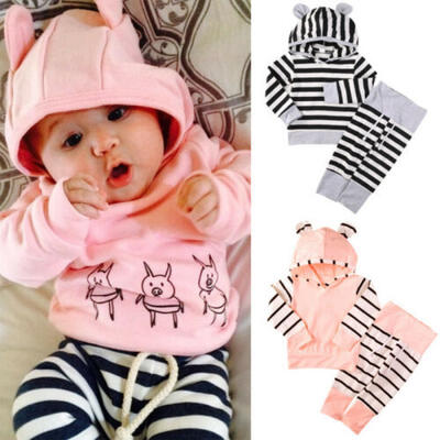 

AU Newborn Baby Girls Boy Hooded Top Pants Cotton Clothes Outfits Sets Tracksuit