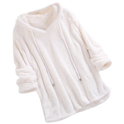

Womens Double-faced Velvet Hoodies Solid Color Fashion Concise Casual Long Sleeve Hoodies Coat Sweatshirt
