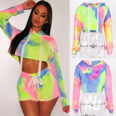 

Women Short Hoodie Sweatshirt Jumper Sweater Crop Top Coat Sports Pullover Tops