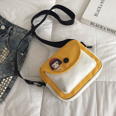 

2019 new chic versatile shoulder bag retro art color canvas bag female fashion casual temperament Messenger bag