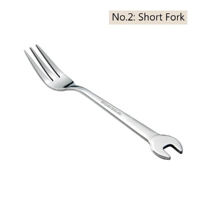 

304 Stainless Steel Tableware Creative Wrench Shape Fork Spoon Dinner Steak Cutter Spanner Cutlery Fruit Dessert Tea Picnic Flatwa