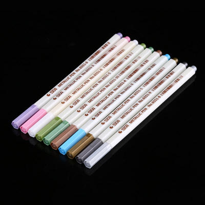 

Greensen New 10Pcs Album Photo Metallic Color Marker Pens Colorful Ink DIY Scrapbook Card Making