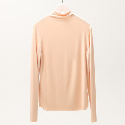 

Womens Slim High Collar Solid Blouse Tops Elastic Long Sleeve T-Shirt Pullover