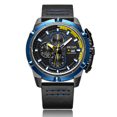 

MEGIR Fashion Sport Men Watches 3ATM Water-resistant Quartz Luminous Man Wristwatch Relogio Musculino Chronograph Calendar