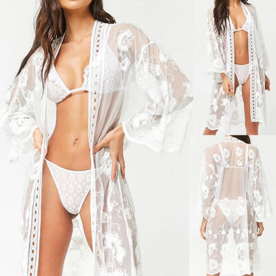 

Women Chiffon Kimono Beach Cardigan Bikini Cover Up Wrap Beachwear Long dress