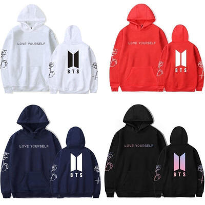 

sushine shop BTS Hoodie Bangtan Love Yourself Hooded Sweatshirt Hip Hop Patchwork Hoodies  White 1