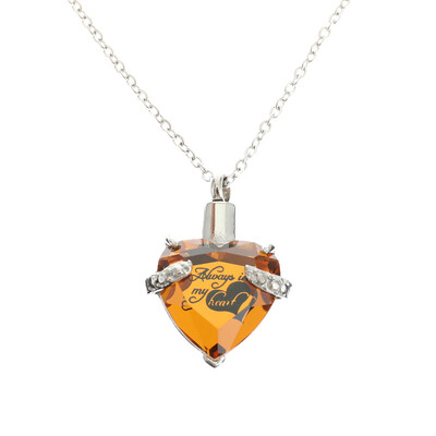 

Birthstone Necklace for Ashes Heart Cremation Memorial Keepsake Pendant Necklace Jewelry Titanium Steel Always in my heart