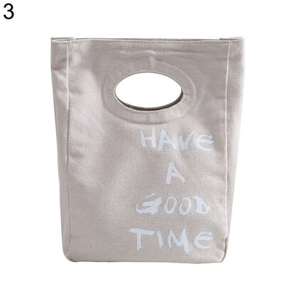 

Portable Meal Letter Cotton Linen Food Tote Pouch Bento Lunch Large Capacity Bag