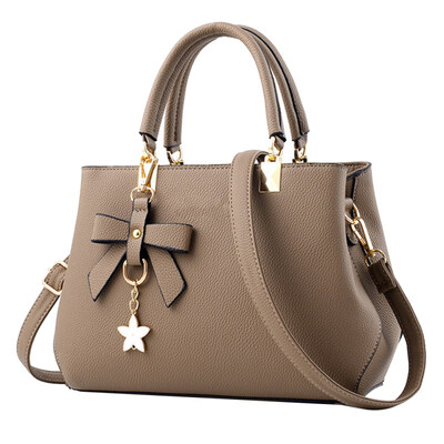 

Solid Color Bow Zipper Faux Leather Women Tote Handbag Crossbody Shoulder Bag