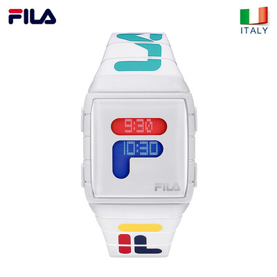 

FILA watch male 36mm white dial hit color pin buckle PU strap couple trend female student electronic sports watch FL38-105-007