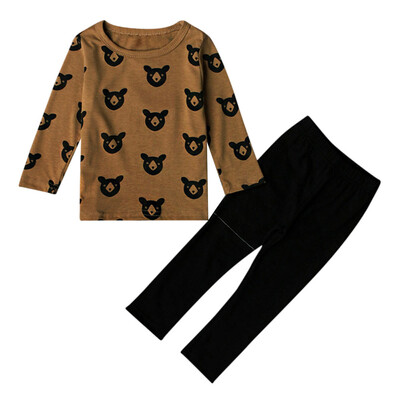

Toddler Kid Baby Boys Girls Bear Printing T-shirtLong Pants Clothes Outfits Set