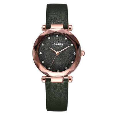

Noble lady loose powder mirror quartz watch diamond luxury PU girl watch
