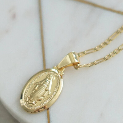 

Gold Cross Religious Accessories Virgin Mary Pendant Necklace Long Statement Necklace for Gift
