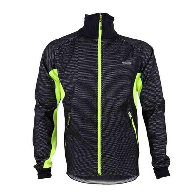 

ARSUXEO Men Fleece Thermal Winter Cycling Jacket Windproof Bike Bicycle Wind Coat Clothing Casual Long Sleeve Jersey Water-resista