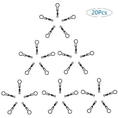 

20Pcs Swivel Racket-shape Fishing Swivel Snap Carp Fishing Terminal Tackle Fishing Accessories