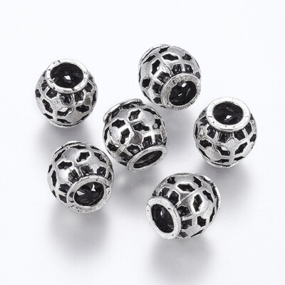 

Tibetan Style Alloy European Beads Large Hole Beads Rondelle Antique Silver 10x10mm Hole 5mm