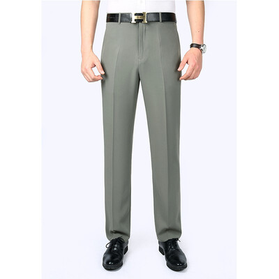 

WENGUANGUO Summer thin section pleated high waist free hot straight loose standard version micro elastic mens trousers 7932