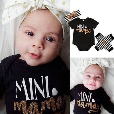 

4pcs Newborn Infant Kids Baby Girl RomperLeg WarmerHeadband Clothes Outfit Set